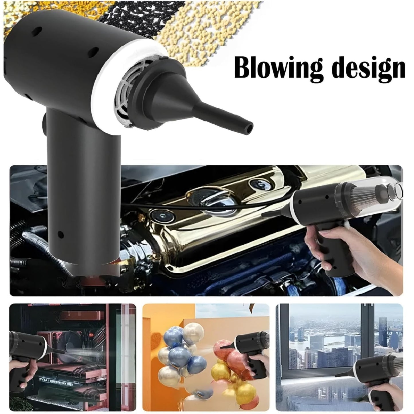 3 in 1 Portable Vacuum Cleaner with Blower Air Pump Wireless Handheld Clean Microscopic Dust