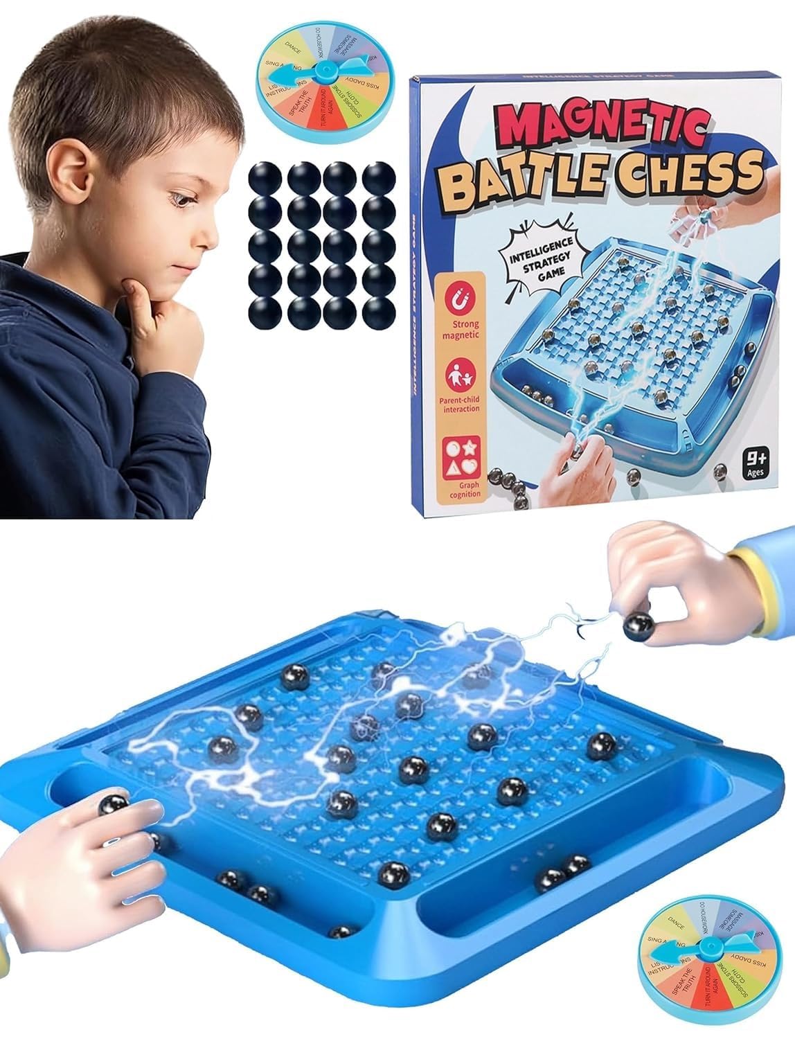 Magnetic Battle Chess Game with Rocks