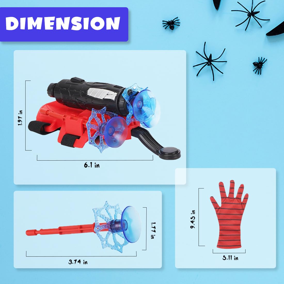 Spider Web Shooter Toys for Kids Real Gadget Toys for Boys Gloves Launcher Wrist Toy