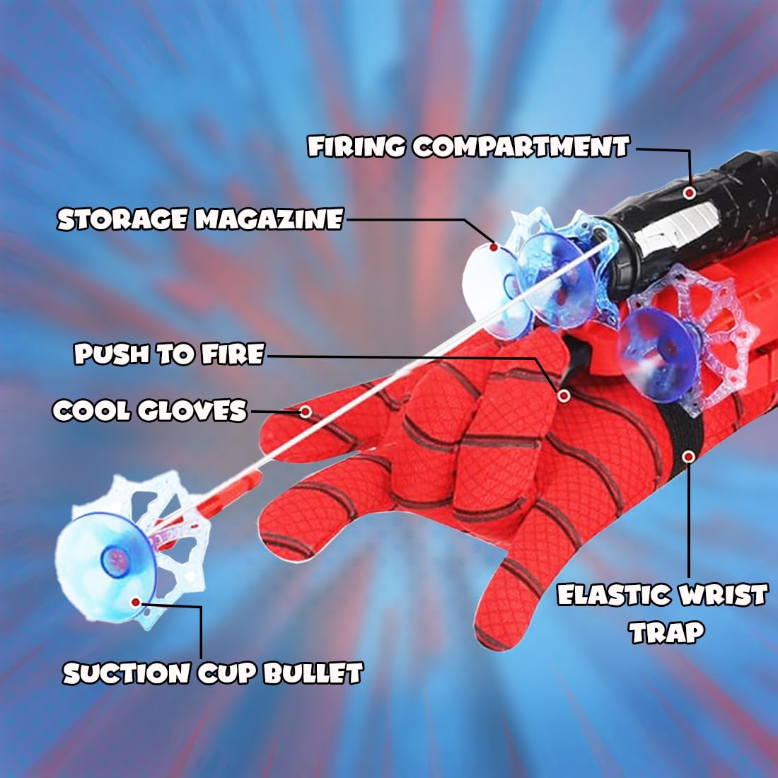 Spider Web Shooter Toys for Kids Real Gadget Toys for Boys Gloves Launcher Wrist Toy