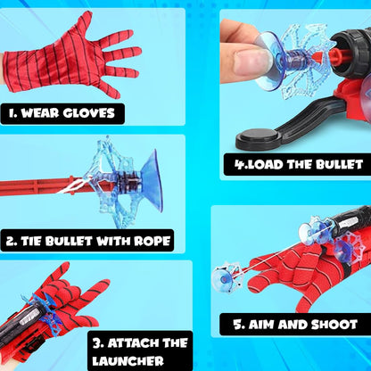 Spider Web Shooter Toys for Kids Real Gadget Toys for Boys Gloves Launcher Wrist Toy