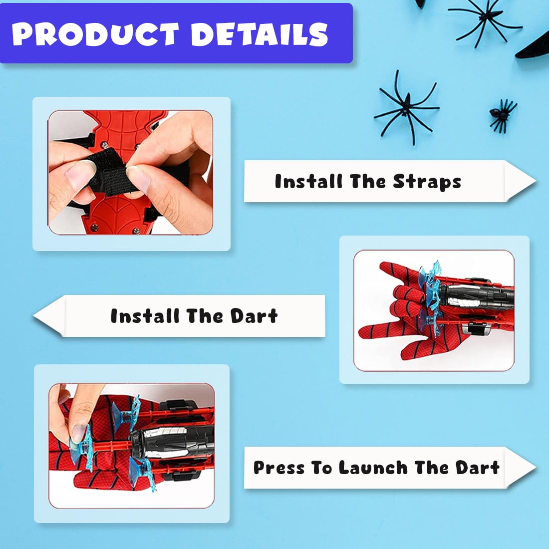 Spider Web Shooter Toys for Kids Real Gadget Toys for Boys Gloves Launcher Wrist Toy